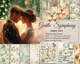 Scrpabook Paper pad - Gentle Symphony - Double Sided Designs - 8.5" x 11" - Cardstock