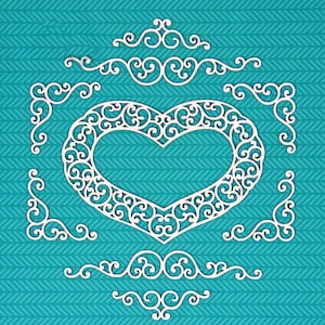Chipboard cortado a laser - Coração com cachos. Enfeites para fazer cartões, scrapbooking e artesanato