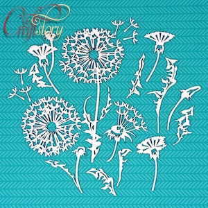 Lasergesneden spaanplaat: paardebloemen, bloemen. Versieringen voor kaarten maken, scrapbooking en knutselen