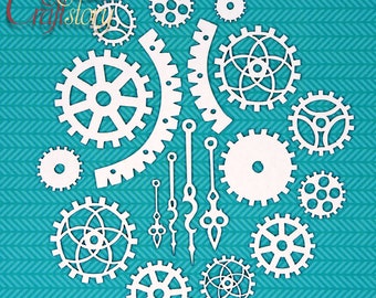 Chipboard, Laser Cut Chipboard, Chipboard Die Cuts, Laser Cut Board, Chipboard Shape, Steampunk, Gears, Clockwork, Clock mechanism