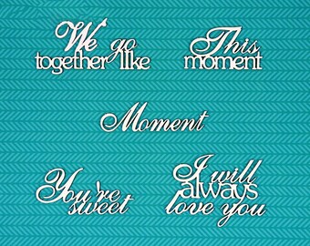 Laser Cut Chipboard - Love phrases. Embellishments for Card Making, Scrapbooking and Crafting
