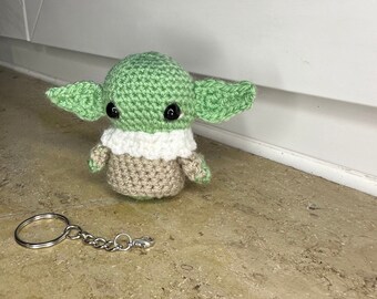 Yoda-Schlüsselanhänger gehäkelt