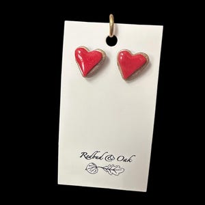 Red and Gold heart stud earrings