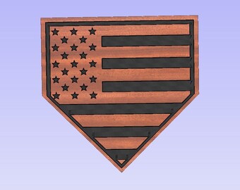 Home plate with American flag (svg, dxf, crv, lbrn, c2d, png, pdf)
