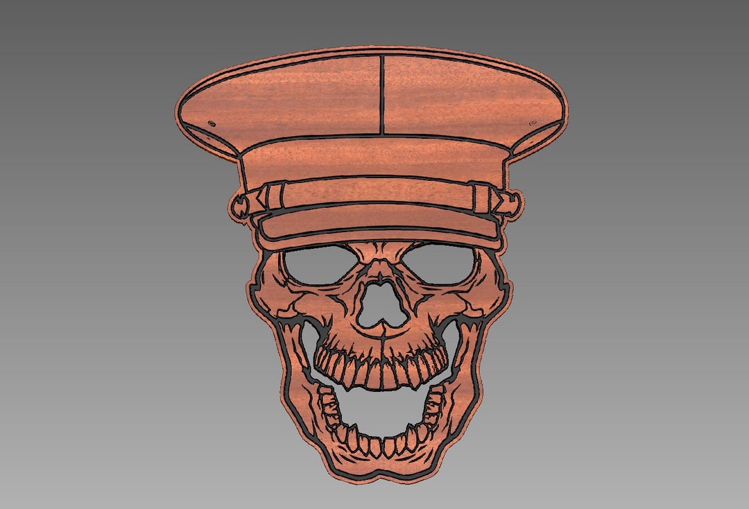 Military Skull With USMC Dress Blue Cover Cut File (svg, Dxf, Crv