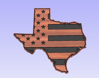 Texas state outline with American flag (svg, dxf, crv, lbrn, c2d, png, pdf)