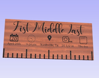 Birth Announcement ruler (svg, dxf, crv, lbrn, c2d, png, pdf)
