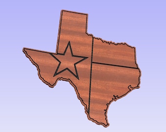 Texas state outline with State flag (svg, dxf, crv, lbrn, c2d, png, pdf)