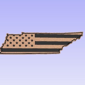 Staat Tennessee met Amerikaanse vlag (svg, dxf, crv, lbrn, c2d, png, pdf)