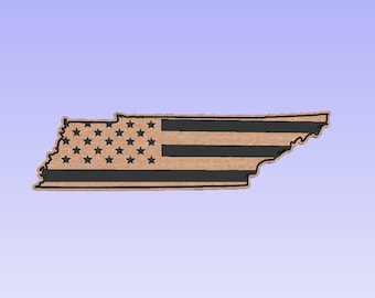 State of Tennessee with US flag (svg, dxf, crv, lbrn, c2d, png, pdf)