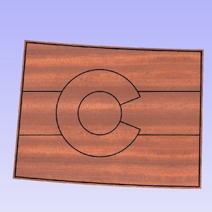 Colorado state outline with state flag (svg, dxf, crv, lbrn, c2d, png, pdf)