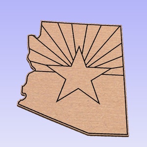 Arizona state outline with flag (svg, dxf, crv, lbrn, c2d, png, pdf)
