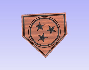 Home plate with Tennessee state flag Tristar (svg, dxf, crv, lbrn, c2d, png, pdf)