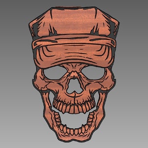 Military skull with Marine Corps style soft cover cutfile (svg, dxf, crv, lbrn, c2d, png, pdf)