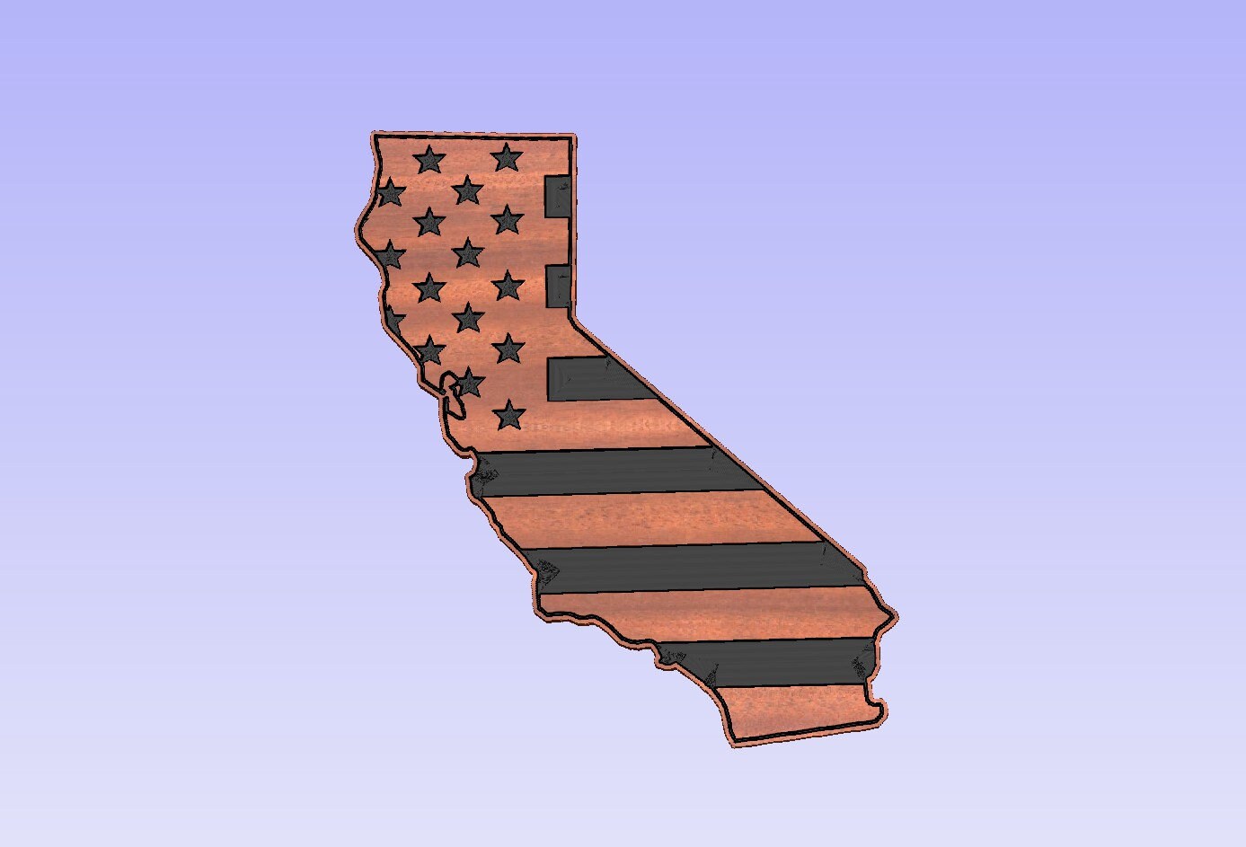 California State Outline With US Flag (svg, Dxf, Crv, Lbrn