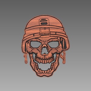 Militaire schedel met kevlar helmplaque gesneden bestand (svg, dxf, crv, lbrn, c2d, png, pdf)