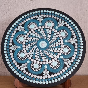 Mandala a pois da 30 cm su legno, opera d&#39;arte mandala, dipinta a mano con amore