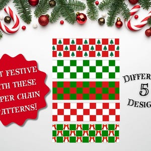 Christmas Paper Chains Printable | Checkered Holiday Paper Chain ...