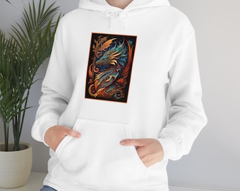 Dragon, Winged Dragon, Unisex Heavy Blend Hooded Sweatshirt, Hoodie, Magical Creatures, Spirit Animal, Dragon Hoodie, Dragon Sweatshirt