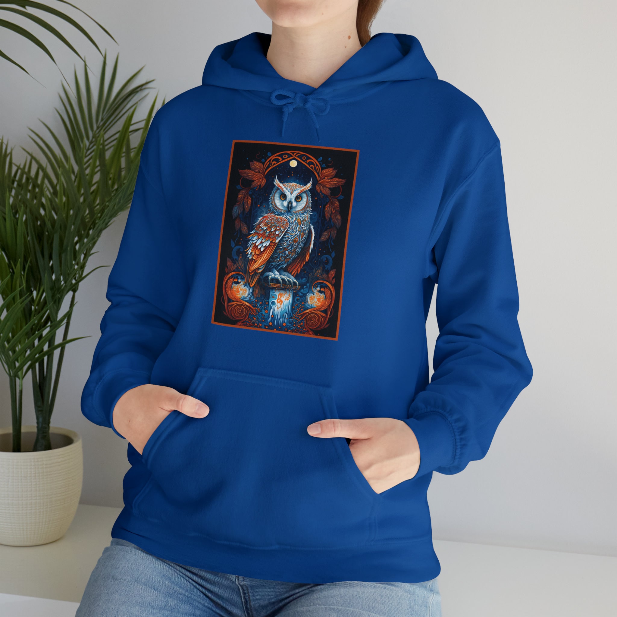 Owl Hooded Sweatshirt, Winter Owl Hoodie, Snowy Owl, Gift for Owl Lover, Owl Sweatshirt, Wildlife, S