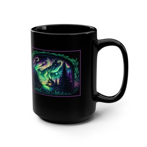 Nordlichter Tasse, Aurora Borealis Tasse, Mondlicht-Kaffeetasse, Landschaft, Nachthimmel, Nordlichter Kunst, Geschenk für Kaffeeliebhaber
