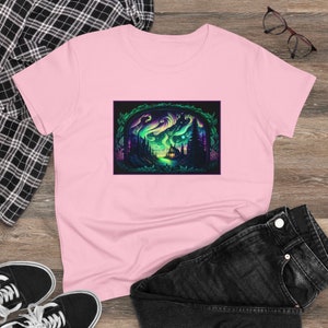 Northern Lights Shirt, Aurora Borealis Top, Moonlight, Ladies Tee, Scenery, Landscape, Night Sky, Northern Lights Art, Gift for Mom