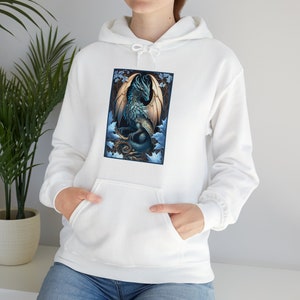 Winter Dragon Hoodie, Winged Ice Dragon, Dragon Hooded Sweatshirt, Dragon Lover, Magical Creatures, Spirit Animal, Dragon Art Sweatshirt