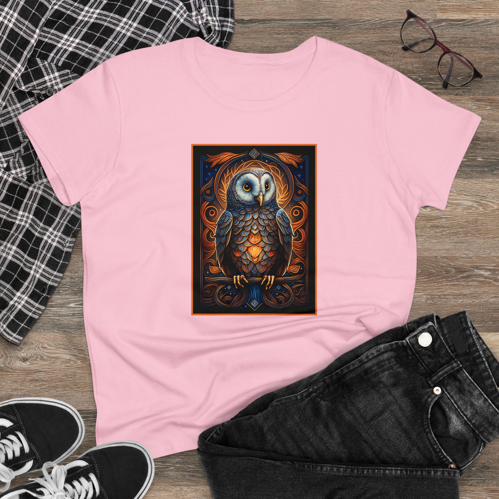 Owl, Barn Owl, Snowy Owl, Women's Midweight Cotton Tee, T-Shirt, Tshirt, Shirt, Bird Lover, Spir