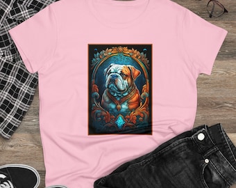 English Bulldog TShirt, Bulldog Lover Shirt for Women, English Bulldog Gift, Bulldog Art Tee, Bulldog Mom, Bulldog T-Shirt, Bulldog Shirt