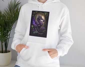 Purple Dragon Hoodie, Winged Dragon, Dragon Hooded Sweatshirt, Dragon Lover, Magical Creatures, Spirit Animal, Dragon Art Sweatshirt