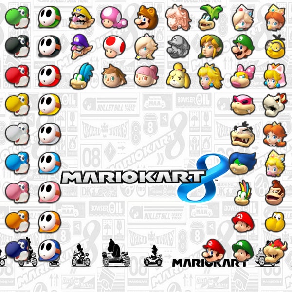 Mario Kart 8 Character Icon Stickers - Choose Your Favorite Characters - Durable, Waterproof Vinyl