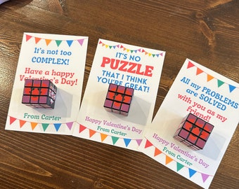 Valentinstagskarten mit Zauberwürfeln für Kinder zum Ausdrucken - lustige Puzzle-Themen Witze