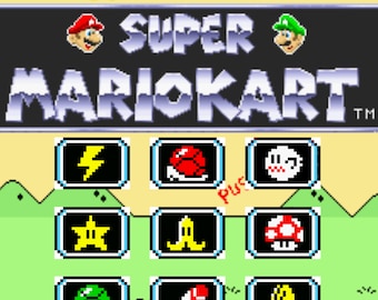 SNES Super Mario Kart Stickers - Classic Game Items - Durable Waterproof Vinyl