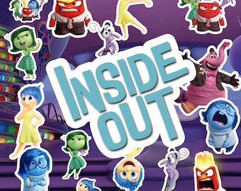 Inside Out Character Stickers - Joy, Sadness, Anger, Fear, Disgust - Waterproof Vinyl