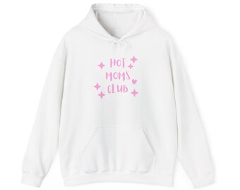 Sudadera con capucha Hot Moms Club / Tipografía rosa brillante