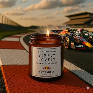 Simply Lovely Max Verstappen Soy Candle, F1 Racing Gift