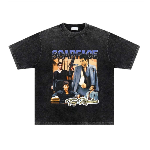 Scarface T shirt  Shirt | T-Shirt Shirt Tee T Vintage Hoodie Acid Wash Oversise Sweatshirt Clothing Big Baggy Gift Large Steetwear Top 90s f