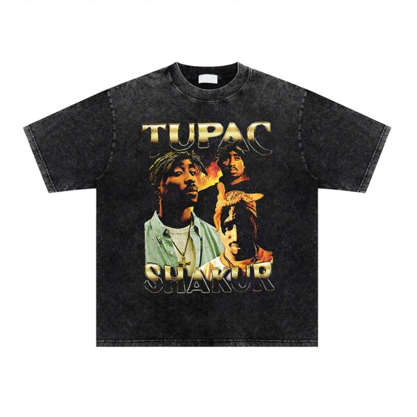 Tupac Shakur 2Pac Deathrow Graphic Tee Shirt Acid Wash Vintage Oversized Big Large Cotton Retro Anime Cool Gift Skater Bootleg 2000s Hip Hop
