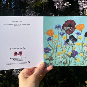 Tarjeta de felicitación de horario de verano Las tarjetas de felicitación hechas a mano se pueden utilizar como tarjetas de cumpleaños, tarjetas de aniversario, tarjetas para ella, tarjetas de felicitación florales