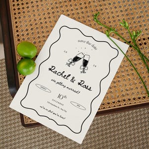 Hand drawn Wedding Save the Date template, Hand drawn scribble illustrated Fun Wedding Invite, Save The Date Hand Drawn, Retro Save the Date