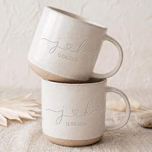 Personalized Couple Pottery Mugs, Mr and Mrs Mug, Custom Wedding Gift Mugs, Husband and Wife Mugs, New Bride and Groom Set, Gift For Couples