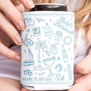 Personalized Coastal Bachelorette Can Cooler, Beach Bachelorette Party Can Coolers, Wedding Girls Weekend Drink Holder, Bridal Shower Favors
