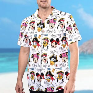 Minnie Mickey Donald Pluto Daisy Pirate Hawaii Shirt, Pirate Disney Cruise Trip Hawaiian Shirt, Disney Button Up Shirt, Disney Pirate Outfit
