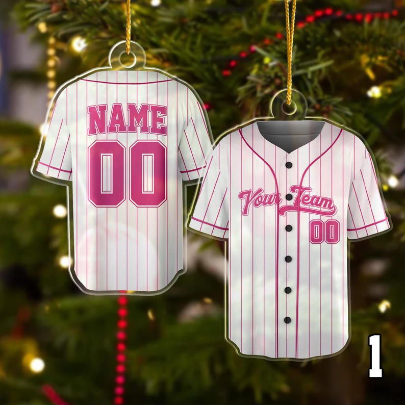 Personalized Team Name and Number Ornament, Custom Baseball Player
