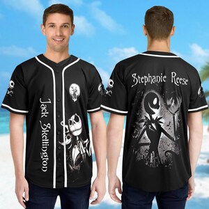Personalized DN Baseball Jersey, Jack Skellington Baseball Shirt, The Nightmare Before Christmas Jersey Team, Custom Name Baseball image 2