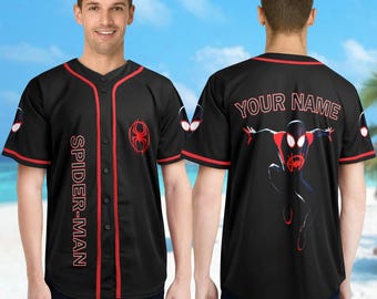 Personalize Spider Man Across The Spider Baseball Jersey, Spider-Verse Basketball Jersey, Miles Morales Birthday Shirt, Spiderman Jersey