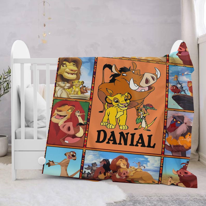 Personalized Animated Baby Lion Blanket, Cartoon Characters Blanket