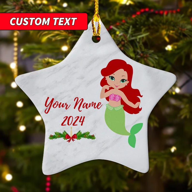 Custom Ariel Princess Ornament, the Little Mermaid Christmas Ornament, Princess 2024 Christmas