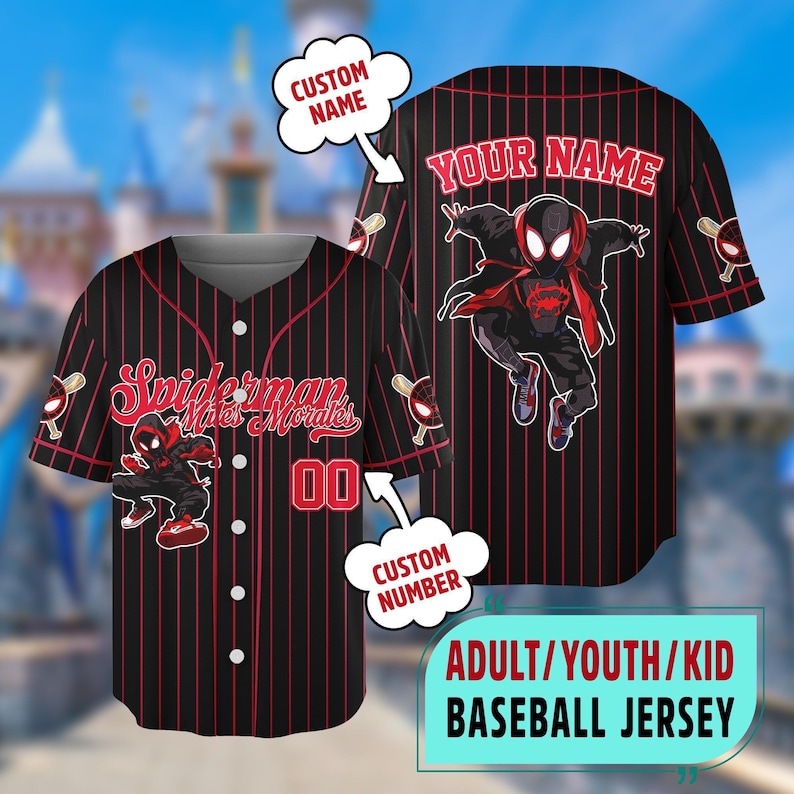 Camiseta de béisbol personalizada DN Spiderman Spiderverse Miles Morales, camiseta de béisbol Spidey, regalo para fan de Spiderman, regalo de cumpleaños de Spiderman imagen 2
