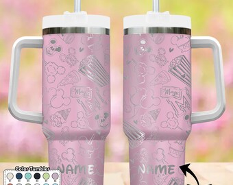 Custom Mickey Mouse 40oz Tumbler, Minnie Laser Tumbler, DN Coffee Cup, Mouse Trip Gift, Magic Kingdom Handle Stainless Steel Tumbler